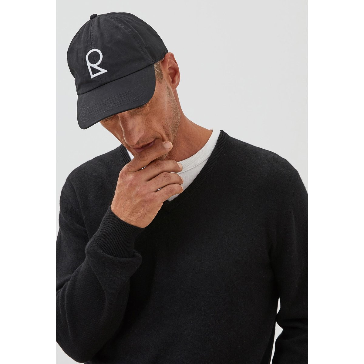 Pull homme col V cachemire noir, RODIER