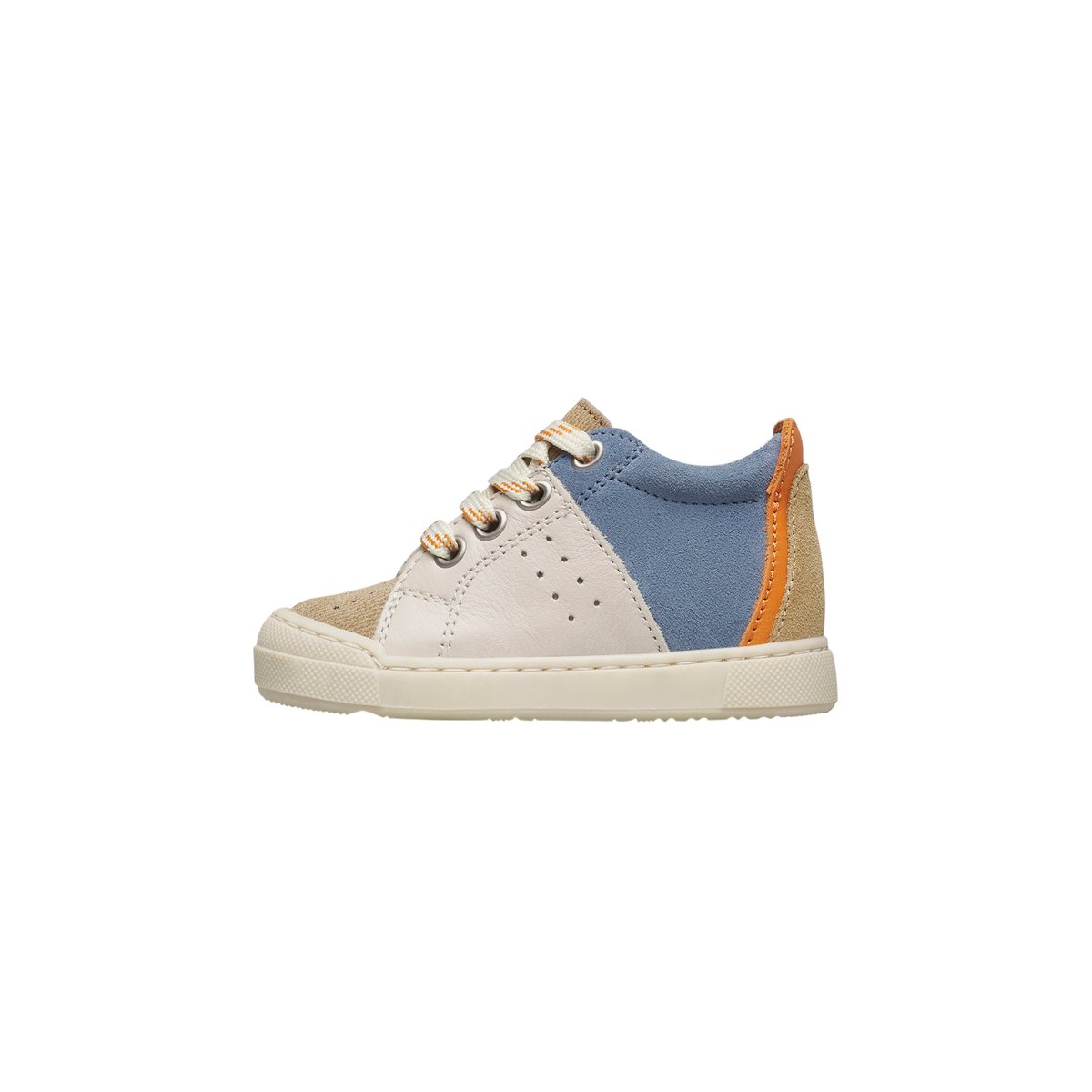 Baskets en cuir et en daim FABRON ZIP bleu-beige, FALCOTTO
