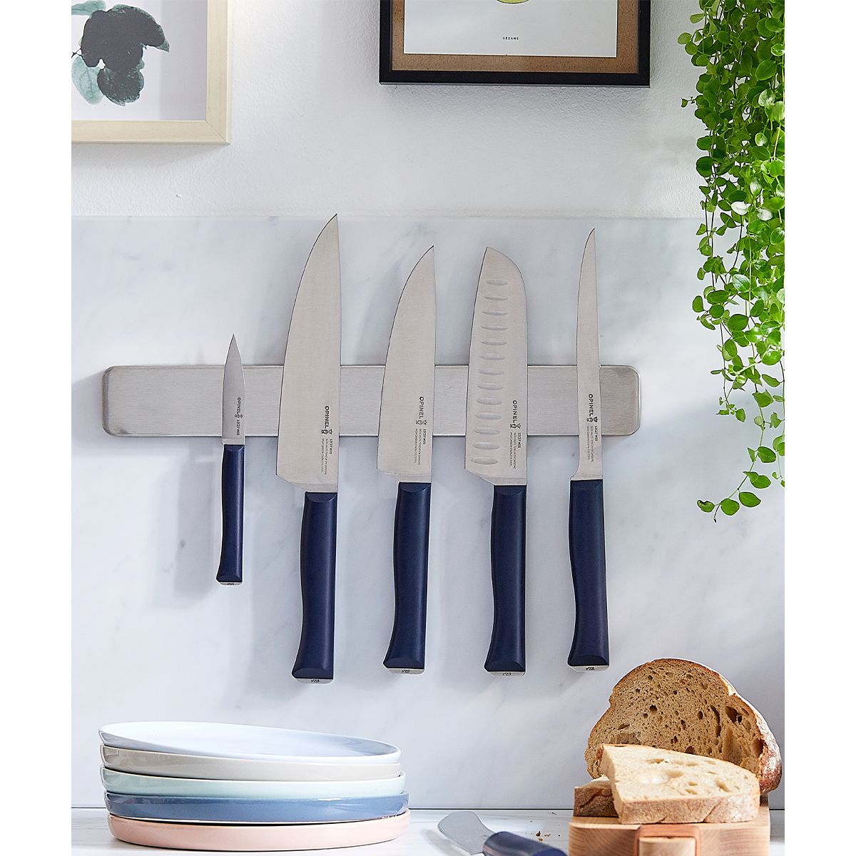 Couteau japonais Santoku Intempora No219 bleu marine, OPINEL