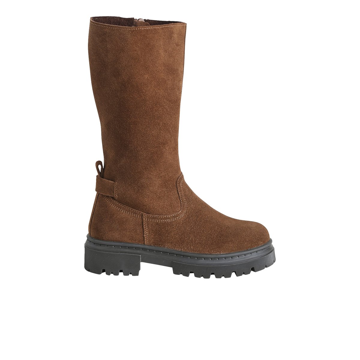 Boots en cuir zippées marron, VERTBAUDET