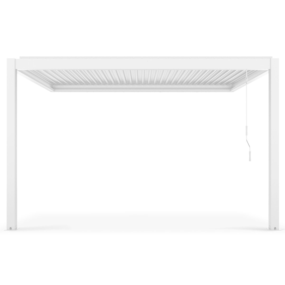 Pergola bioclimatique adossée blanche 3x4m et 1 Store 2,66 x 2,34 m blanc, OVIALA
