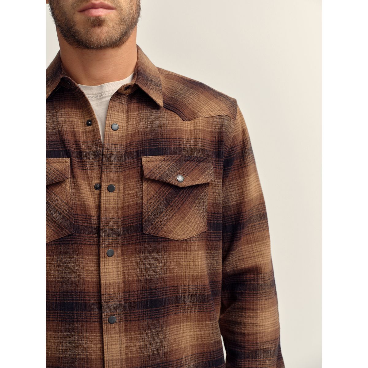 Chemise western à manches longues et carreaux marron, NEXT