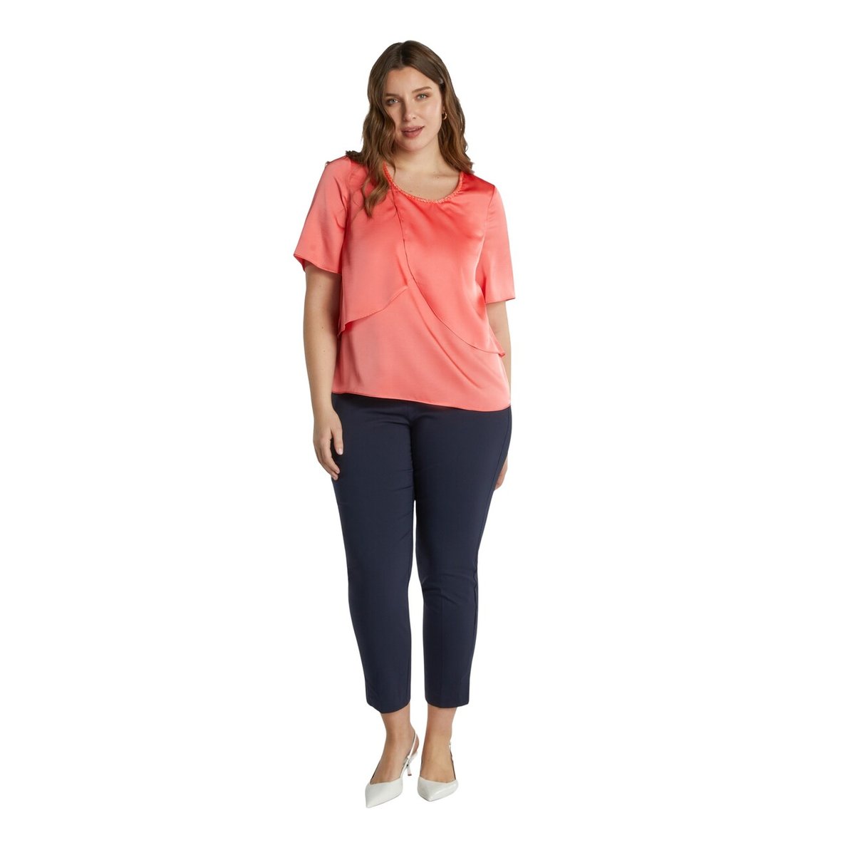 Pantalon droit en viscose LENZING™ ECOVERO™ bleu, FIORELLA RUBINO