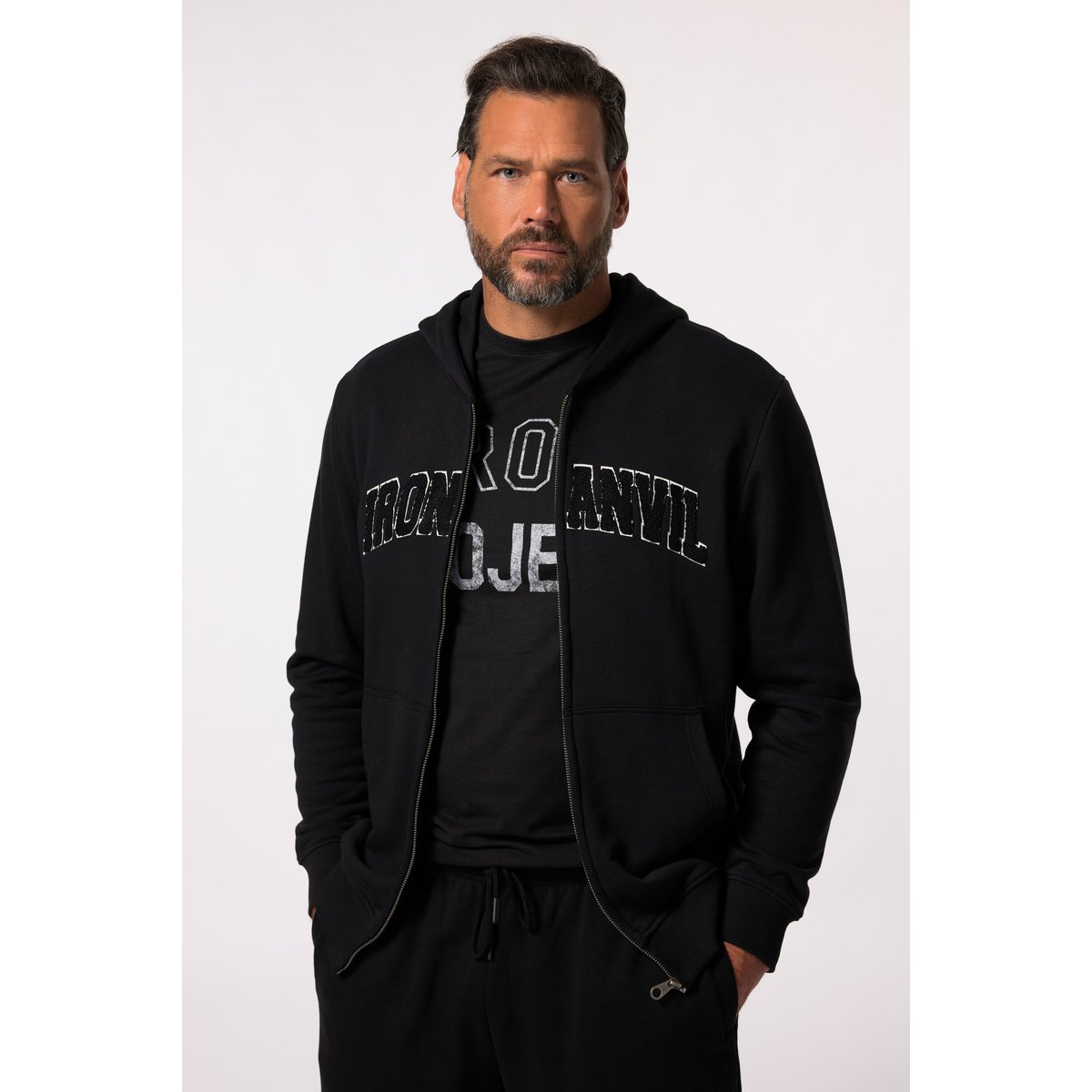 Veste à capuche Iron Anvil, en molleton noir, JP1880