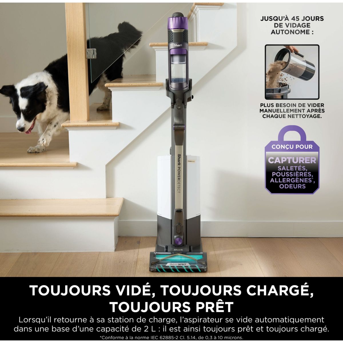 Aspirateur balai PowerDetect avec base de vidage automatique IP3251EUT couleur unique, SHARK