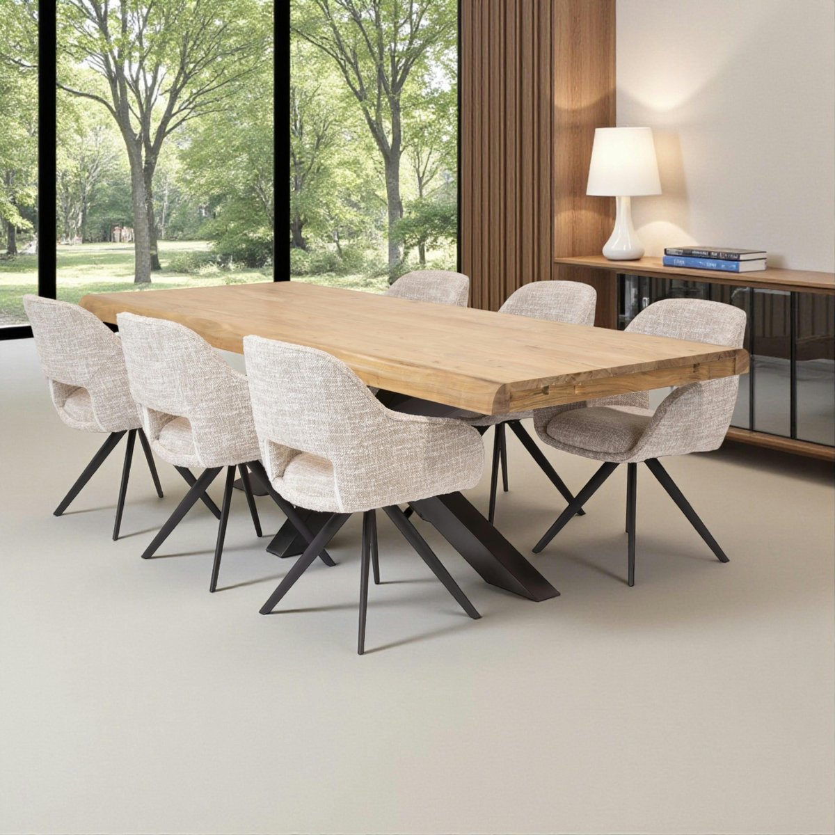 Table à manger extensible bois massif 240/340 cm MELBOURNE bois naturel, PIER IMPORT