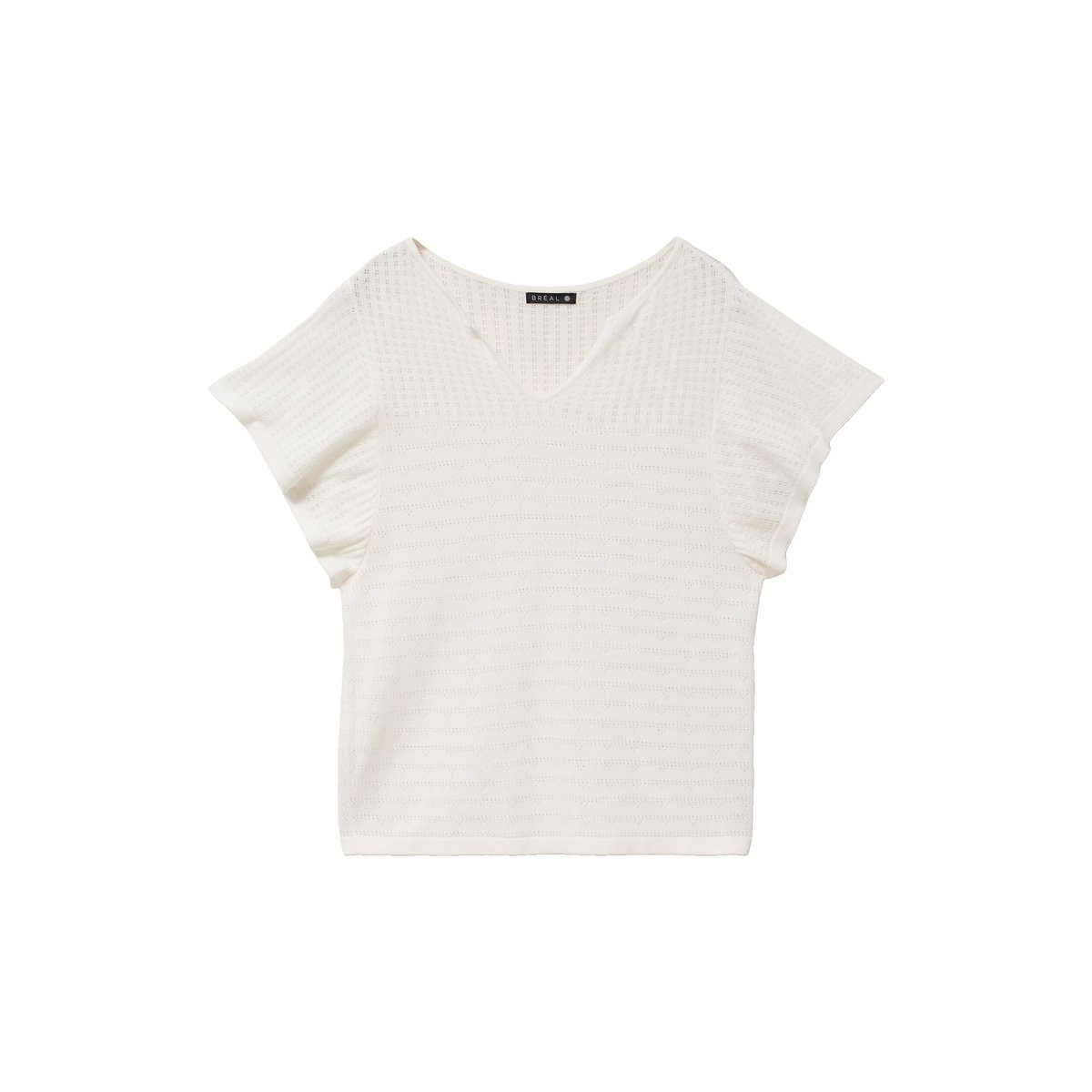 Pull col tunisien manches courtes ecru, BREAL