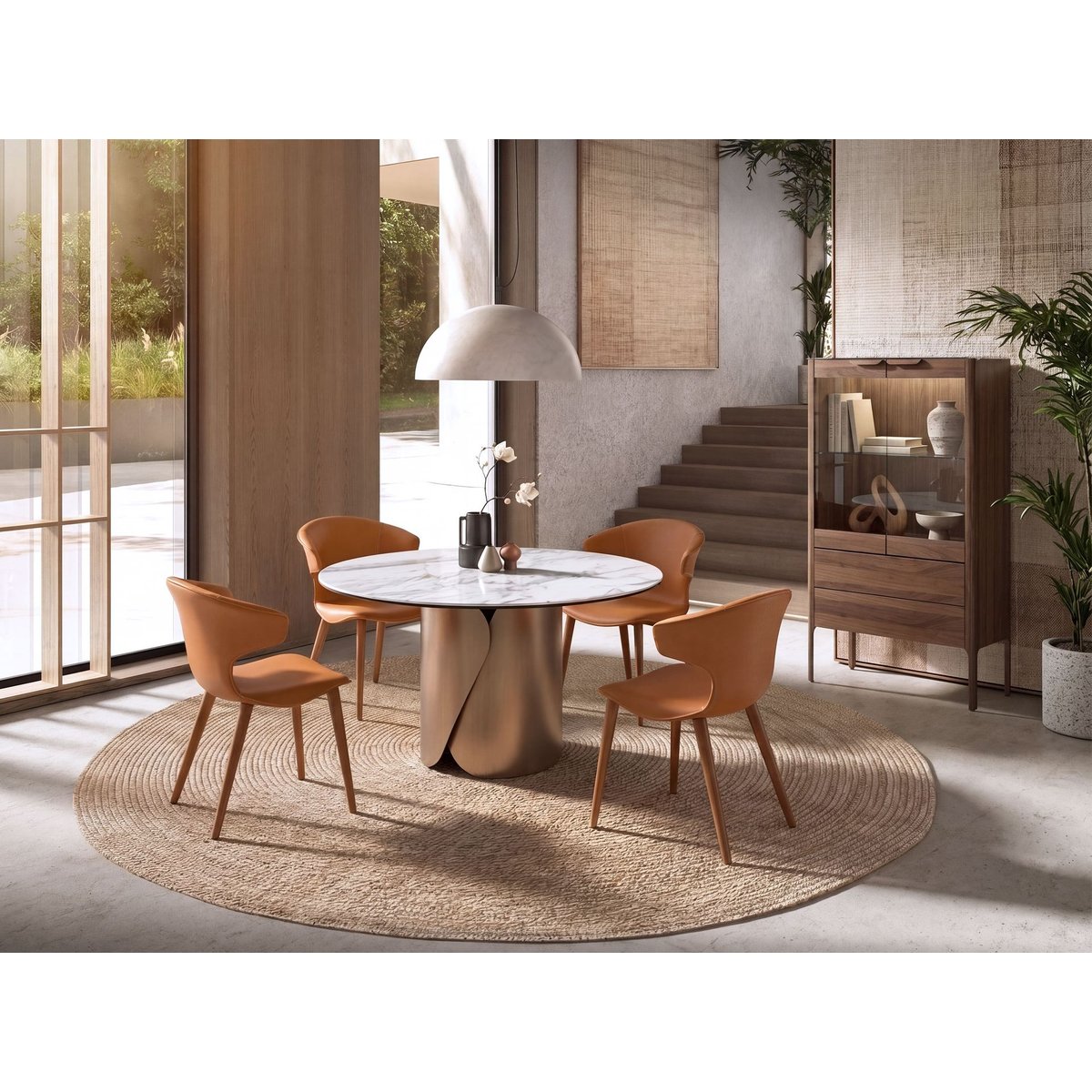 Chaise en cuir régénéré orange, ANGEL CERDA