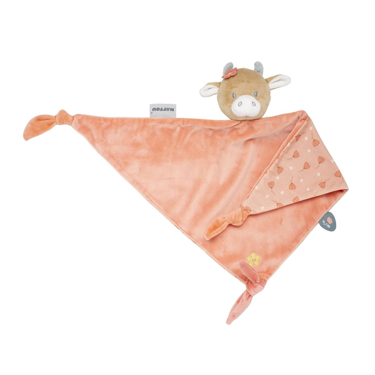 Maxi doudou Mila la vache rose, NATTOU