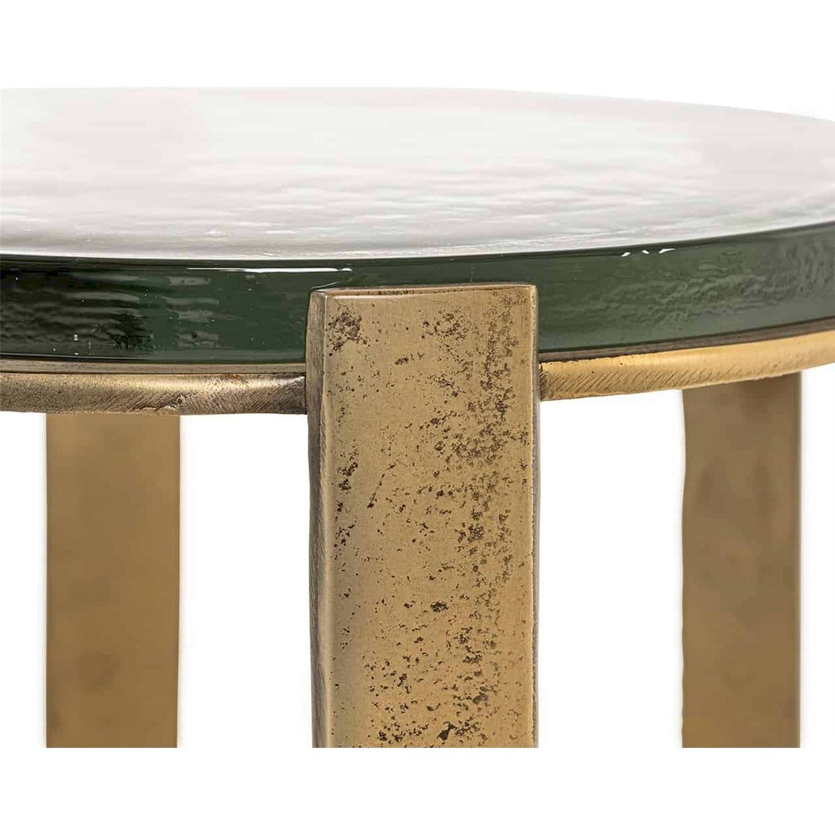 Table d'appoint ronde verre finition laiton doré finition laiton et verre transparent, RECOLLECTION