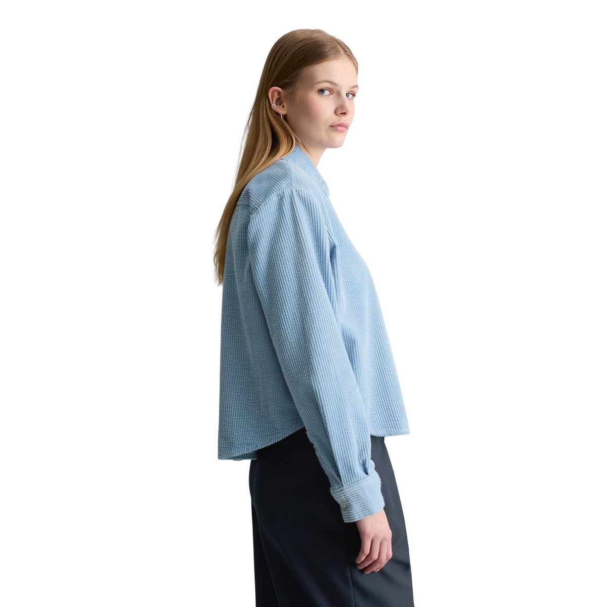 Blouse en velours côtelé loose avec une structure en bulle décontractée bleu clair, MARC O’POLO DENIM