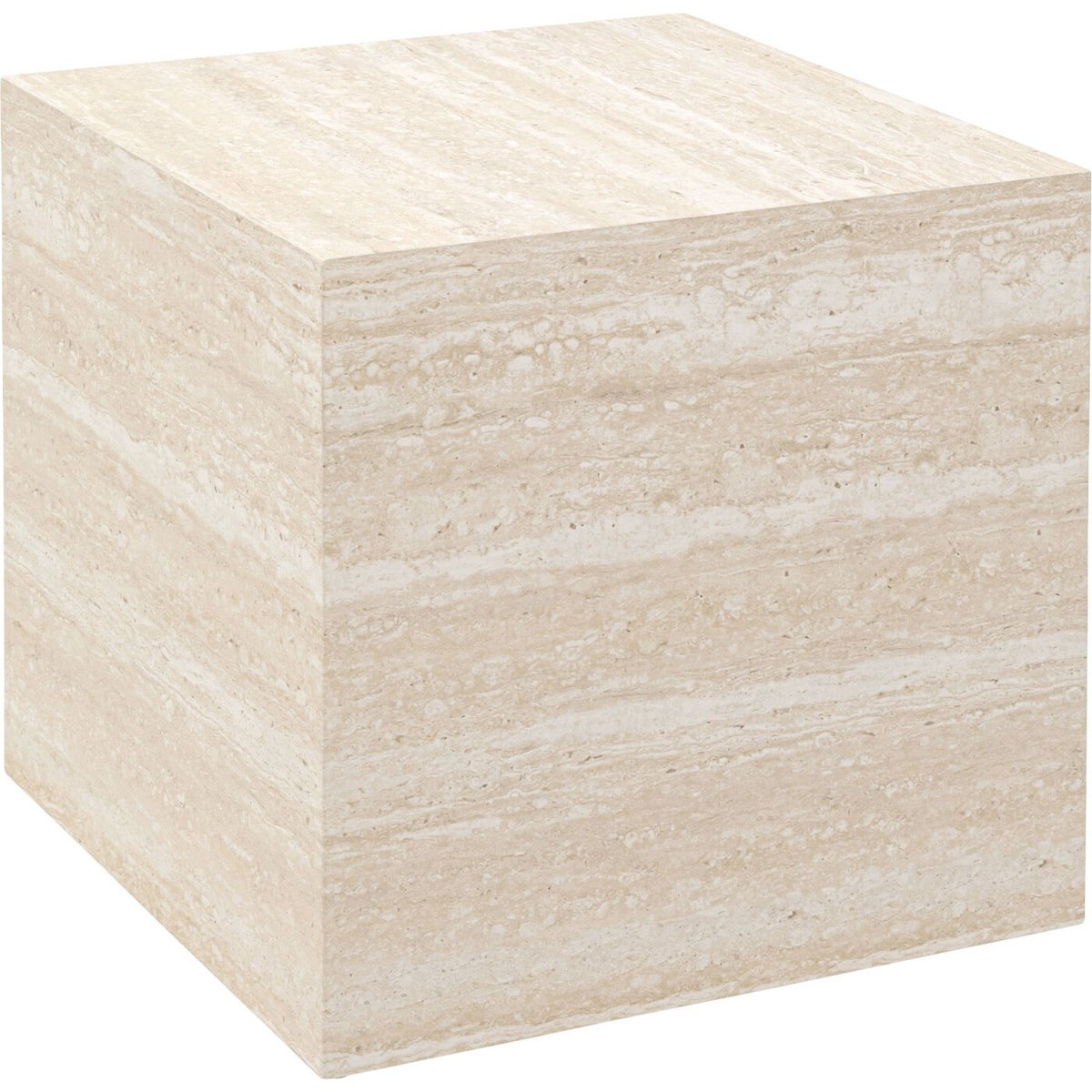 Table d'appoint cubique imitation pierre, TRAVERTINO beige, KARE DESIGN