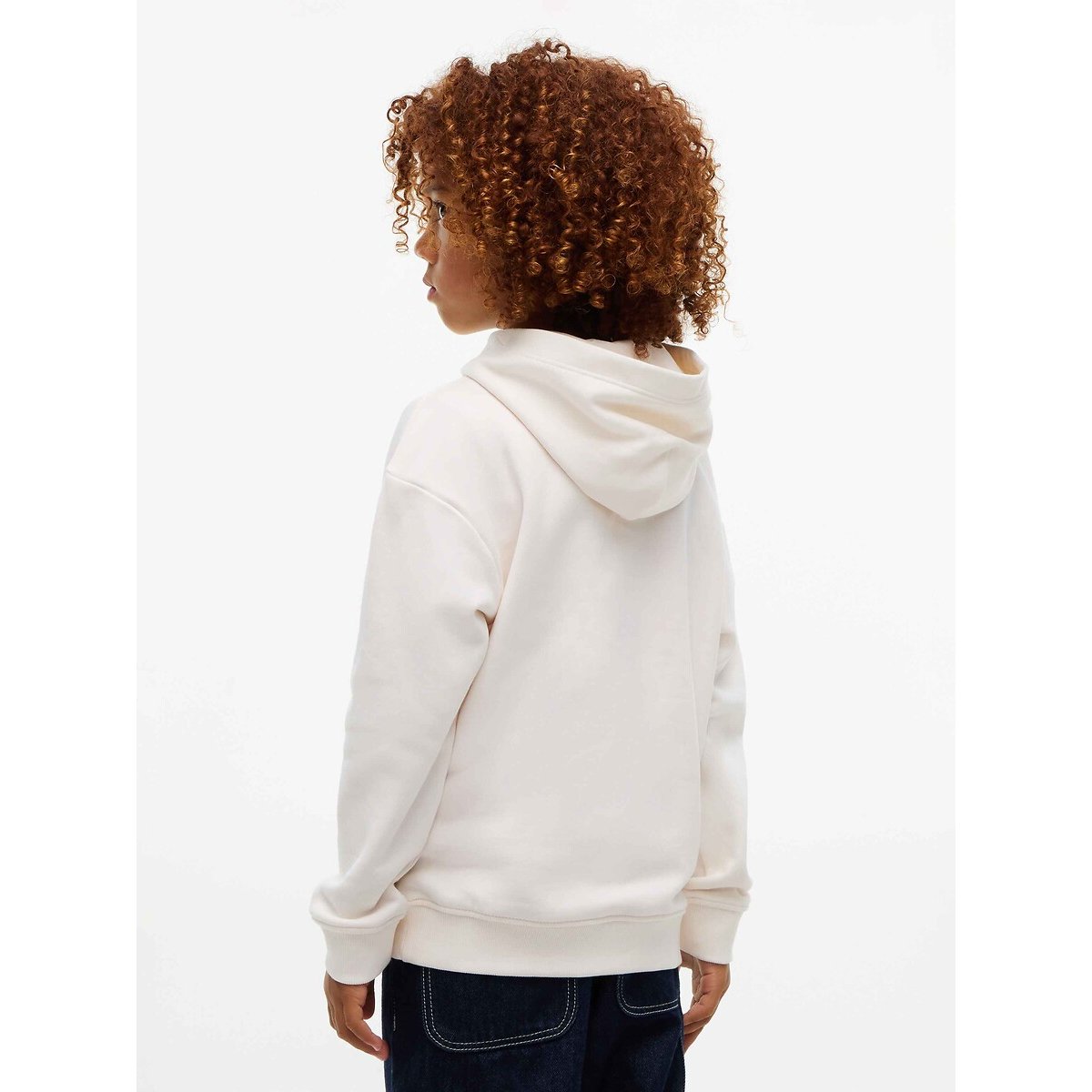 Sweat à capuche, logo brodé ecru, TOMMY HILFIGER
