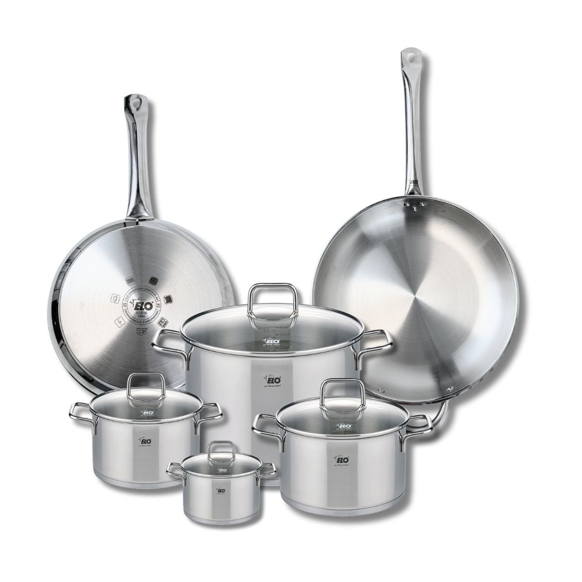 2 poêles 28/32cm + 4 faitouts 12/16/20/26cm PROFI CITRIN inox, ELO