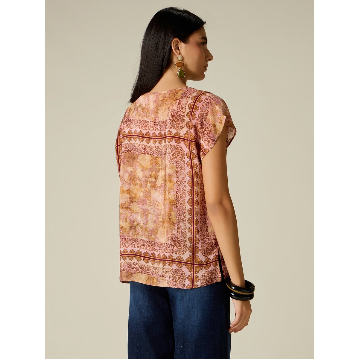 Blouse fantaisie à manches kimono orange soleil, OLTRE