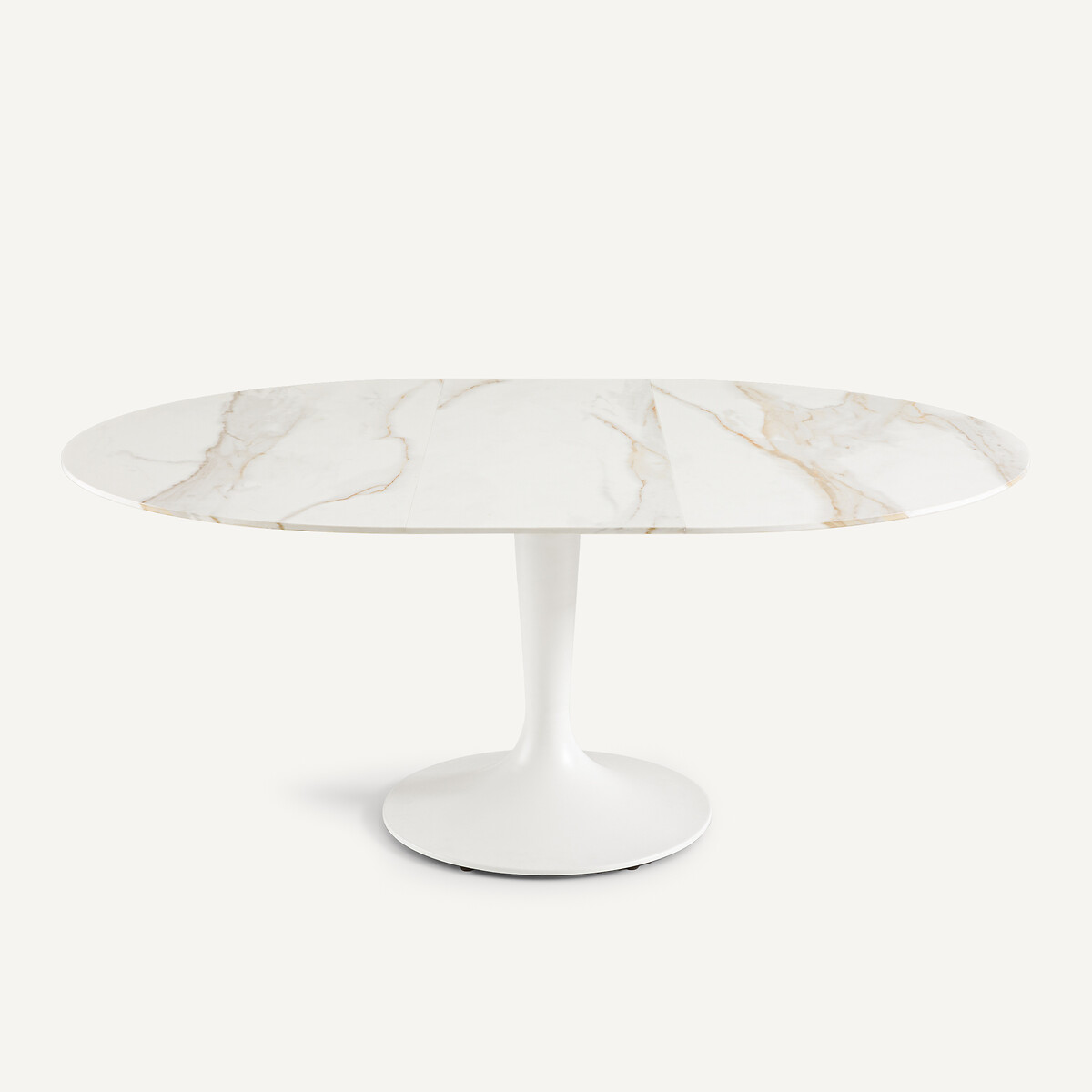 Mesa redonda extensible de cerámica, diámetro de 135 a 180 cm, EXTENDO cerámica blanca, AM.PM