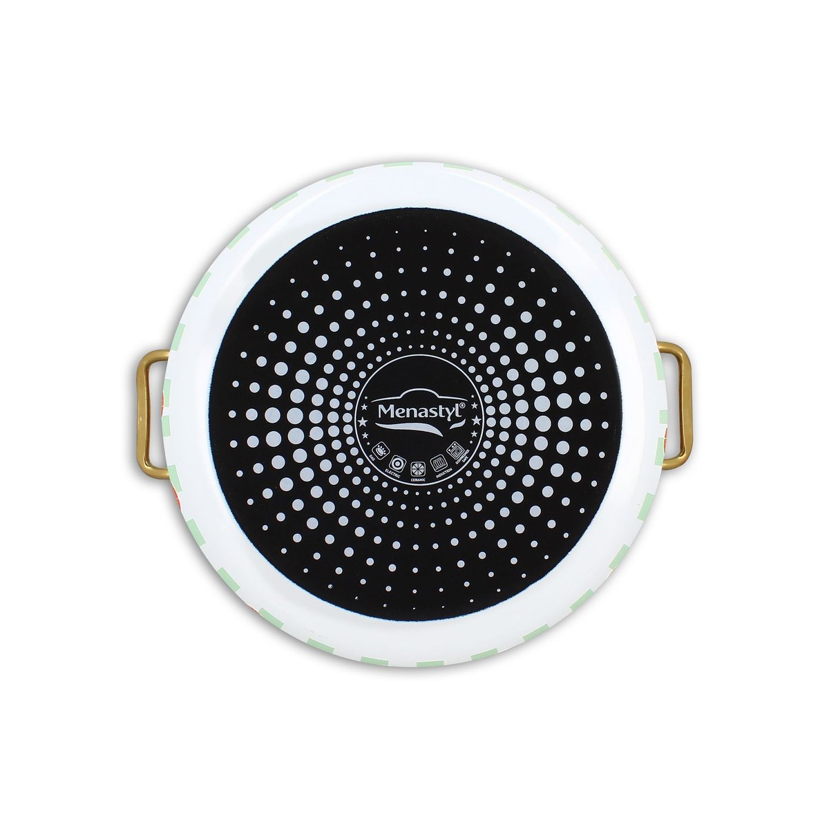 Marmite 24cm en acier émaillé, VICHY BISOUS vert, MENASTYL
