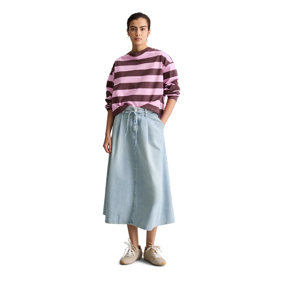 Jupe midi en jean flare en pur coton nleu clair, MARC O’POLO DENIM