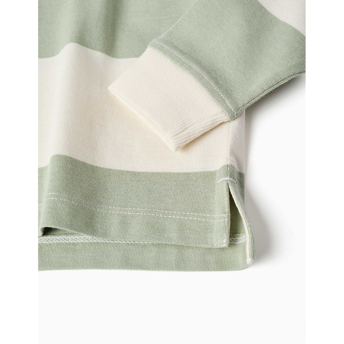 Sweat en coton avec capuche et à rayures vert clair, ZIPPY