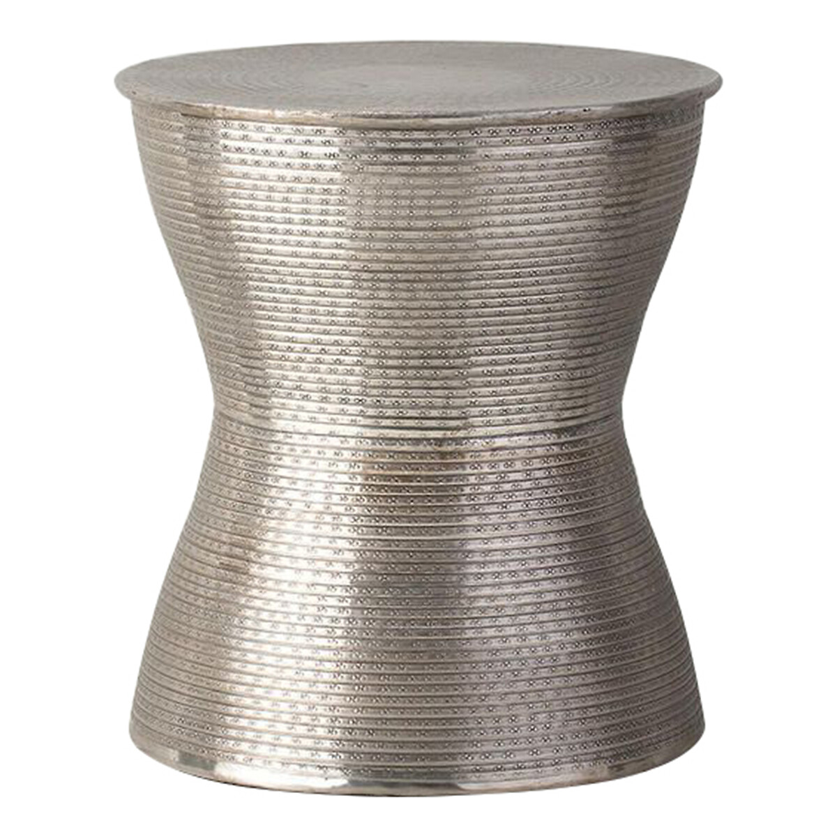 Kolar Antique Embossed Drum Side Table silver-coloured, SO'HOME
