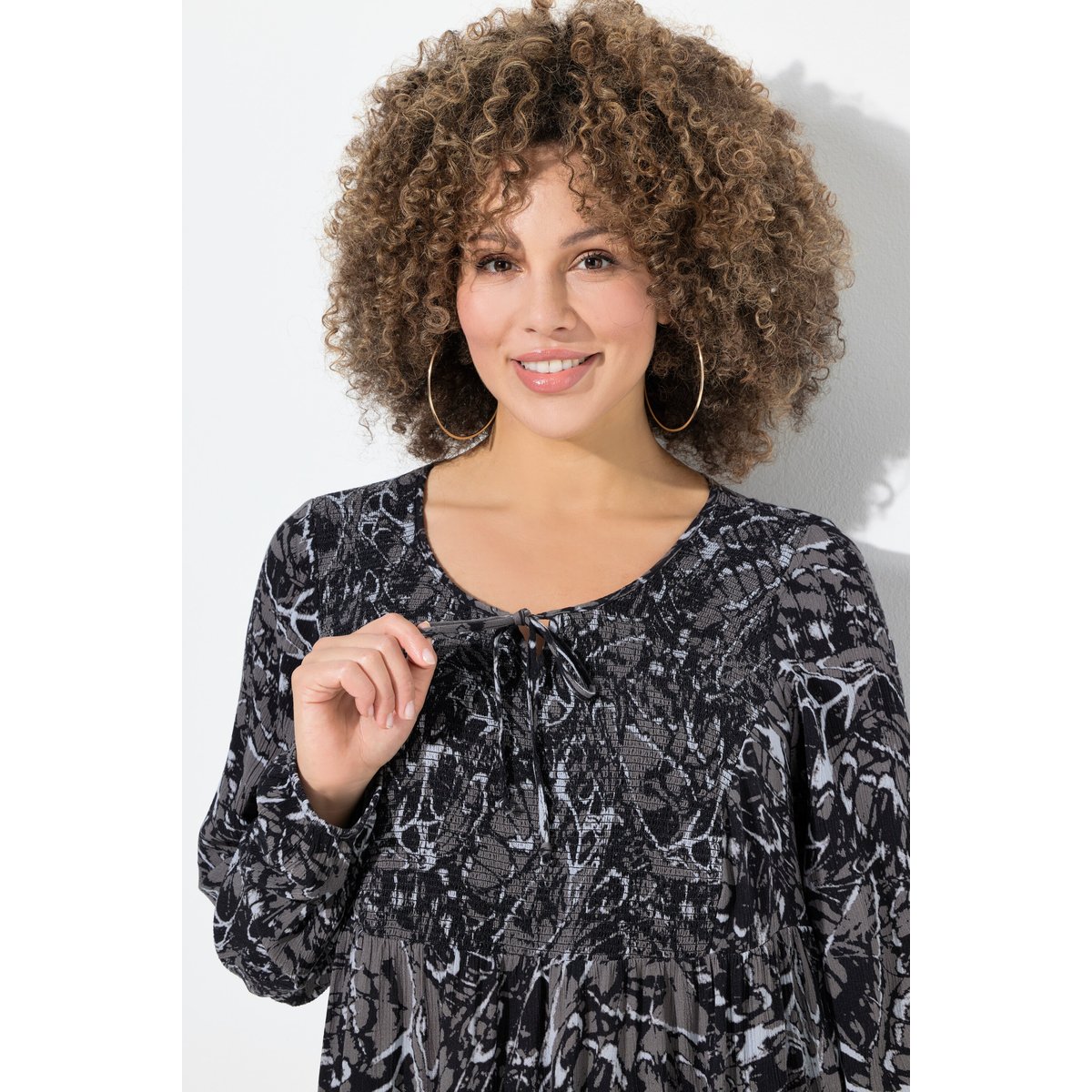 Blouse smockée ligne en A gris graphite, ULLA POPKEN