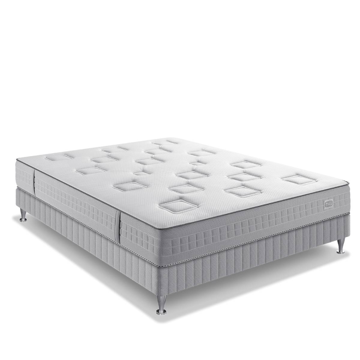Ens CHALLENGE 140x200 matelas H24 ressort ensachés, très ferme, sommier blanc, SIMMONS