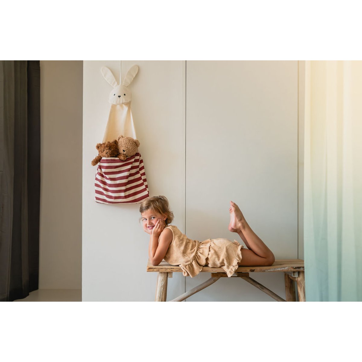 play&go - rangement mural & sac - bunny ecru/rouge, PLAY ET GO