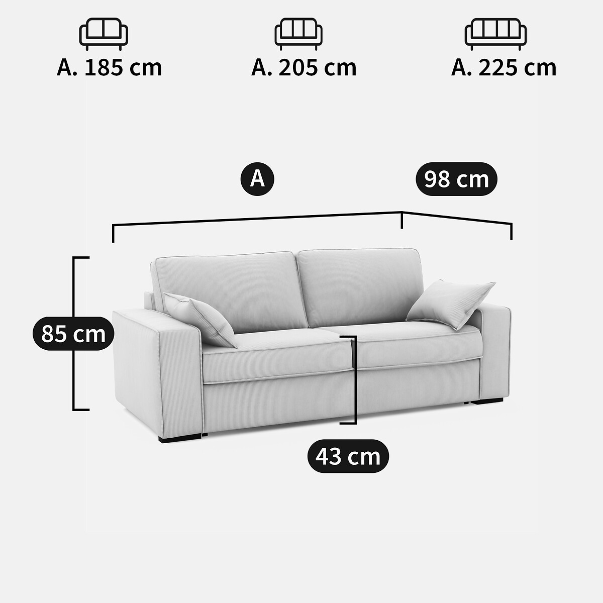 Canapé convertible 2, 3 ou 4 places, Premium HR, tissu texturé moucheté, CECILIA ecru/bleu, LA REDOUTE INTERIEURS