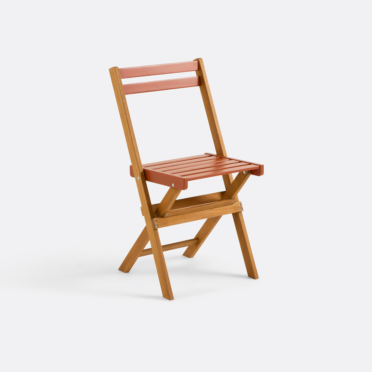 Inklapbare tuinset, acacia, 2-zits, vierkante tafel en 2 stoelen, DUDENA terracotta, LA REDOUTE INTERIEURS