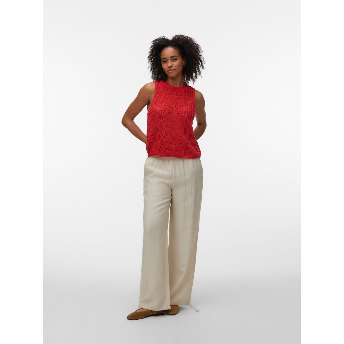 Pantalon À Jambe Large oatmeal, VERO MODA