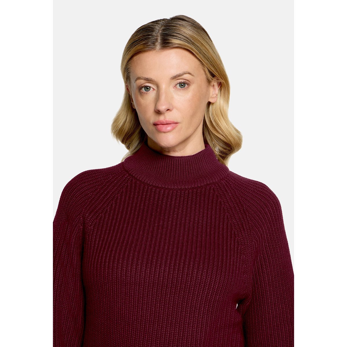 Pull-over en maille à bordures côtelées fall burgundy, BETTY & CO