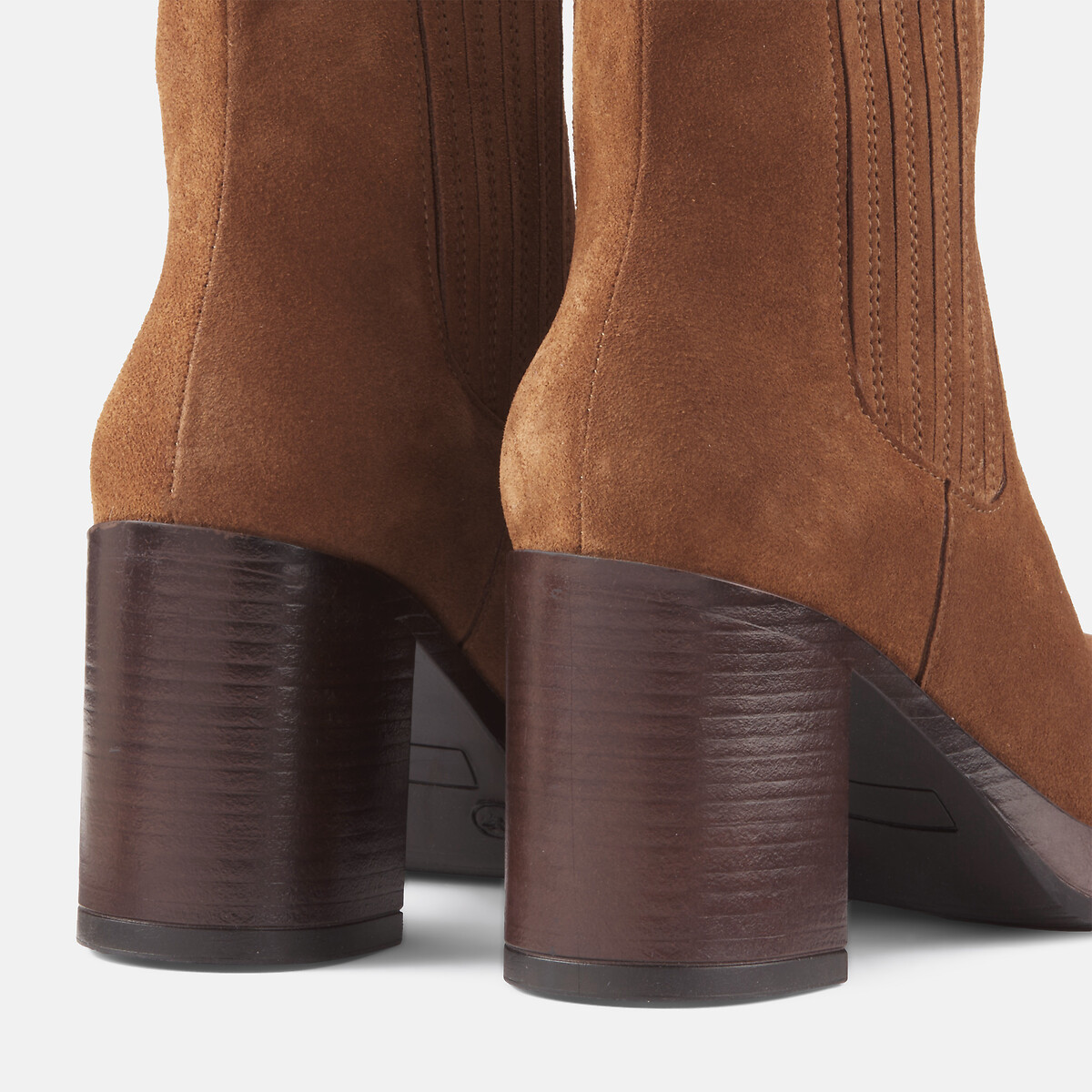 Boots en cuir suédé à talon haut camel, LA REDOUTE COLLECTIONS