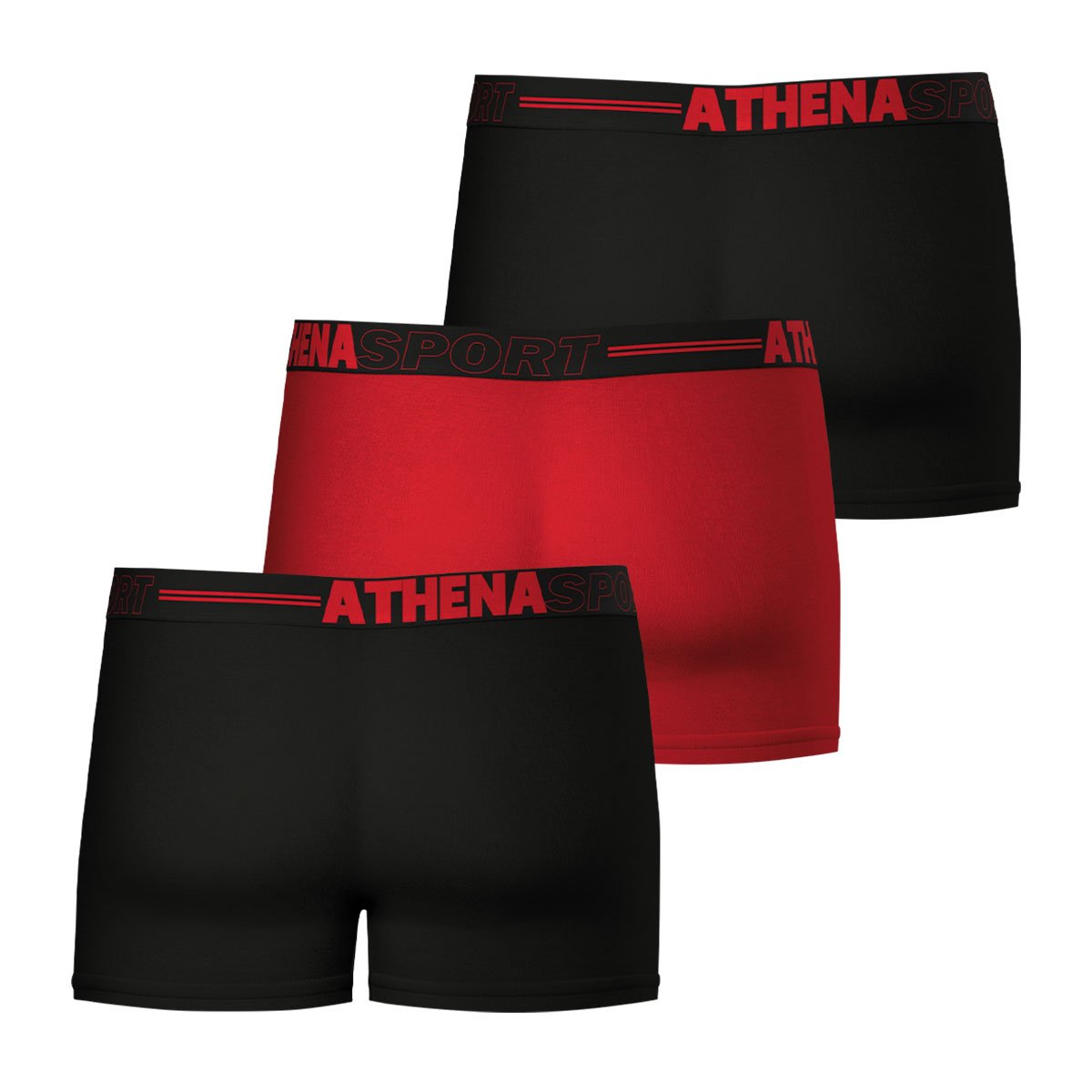Boxers, lot de 3 noir-rouge-noir, ATHENA