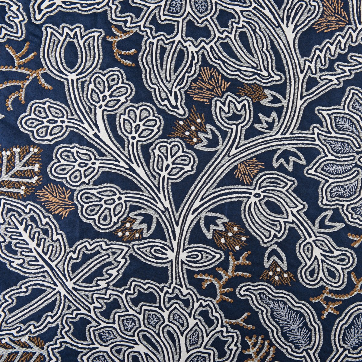 Rideau tamisant jacquard floral à motif graphique bleu, LINDER