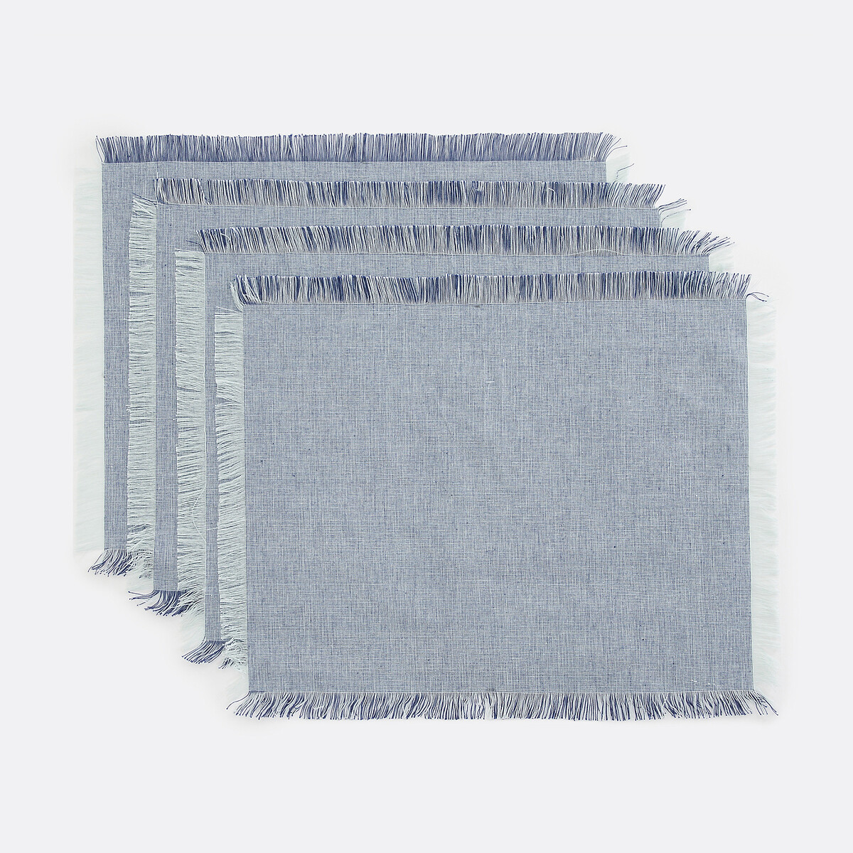 Sets de table en coton tissé-teint, Navao bleu chiné, LA REDOUTE INTERIEURS