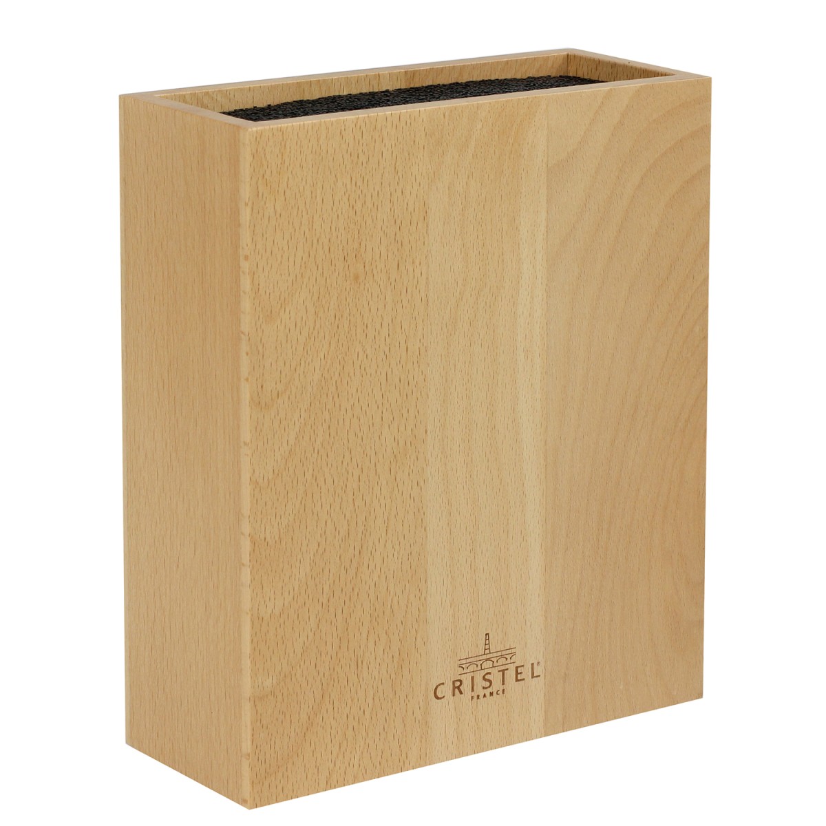 Bloc à couteaux rectangulaire en bois de hêtre pour 8 couteaux COMPLÉMENTS couleur unique, CRISTEL