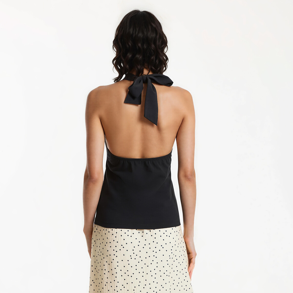 Débardeur col croisé, effet cache-cœur, en maille jersey noir, LA REDOUTE COLLECTIONS