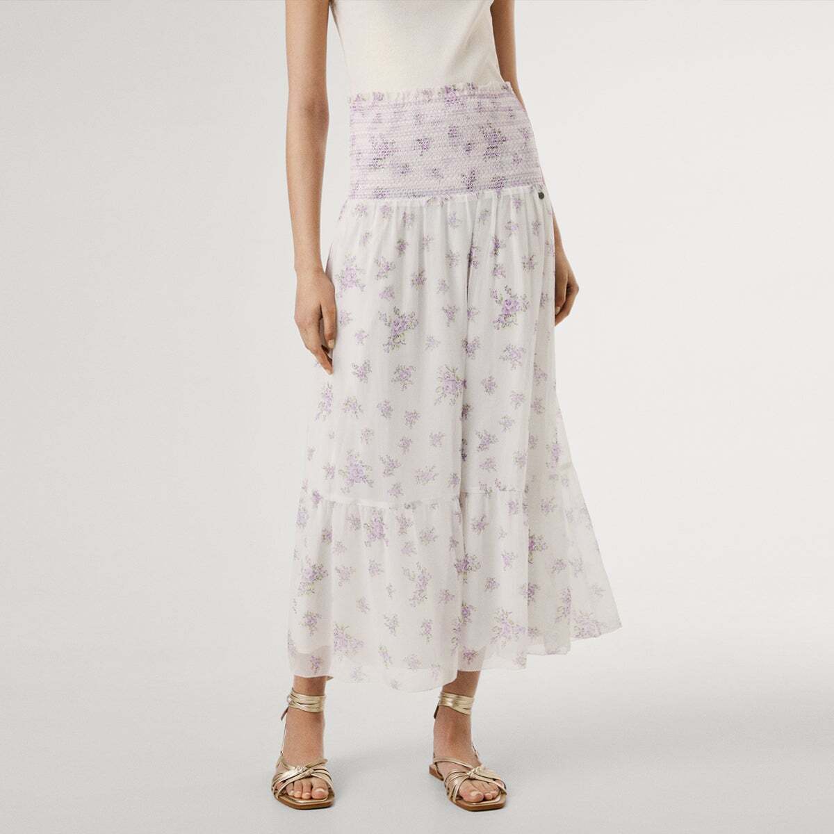 Jupe Longue À Imprimé Floral blanche mousse, PEPE JEANS