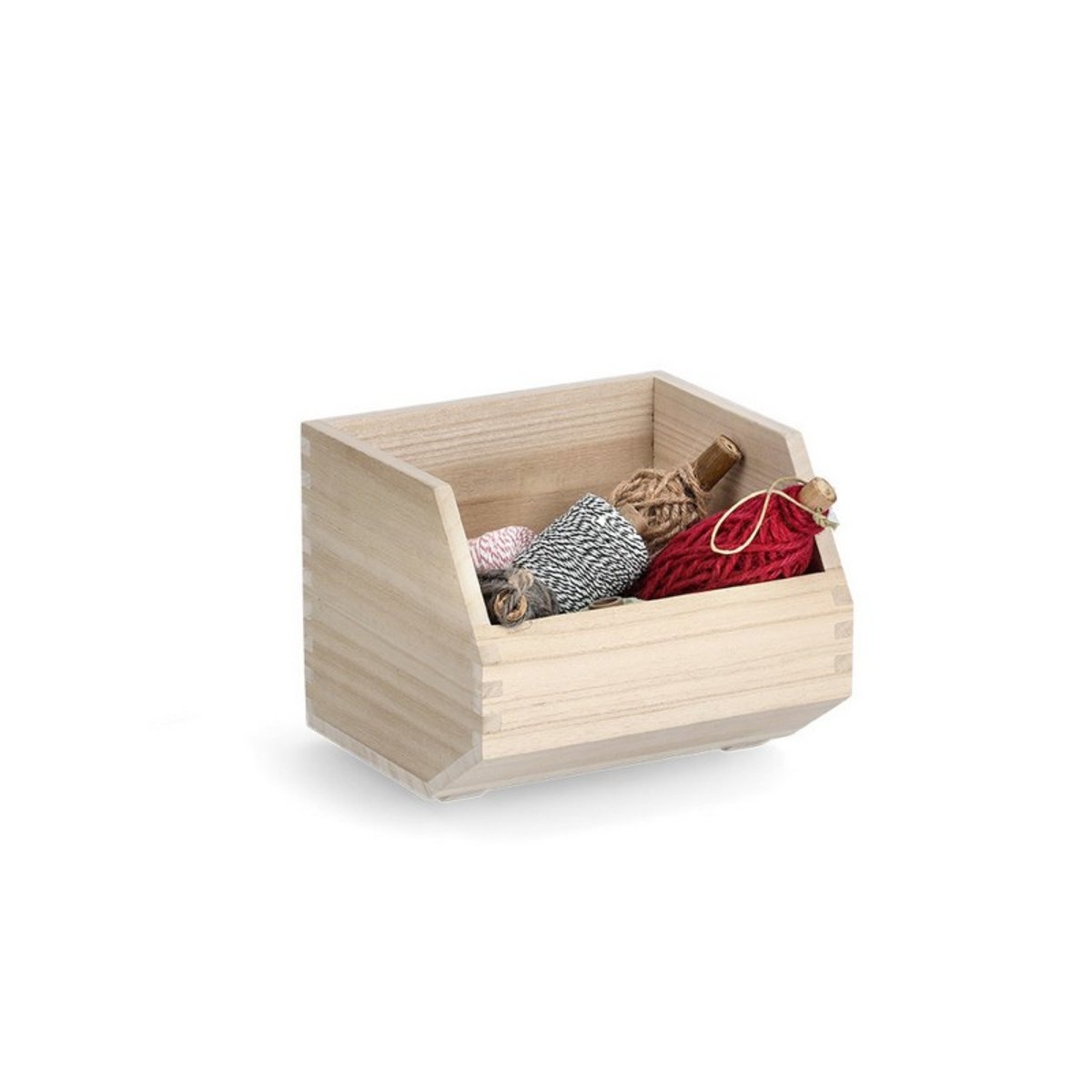 Boite de rangement empilable bois bois clair, ZELLER PRESENT