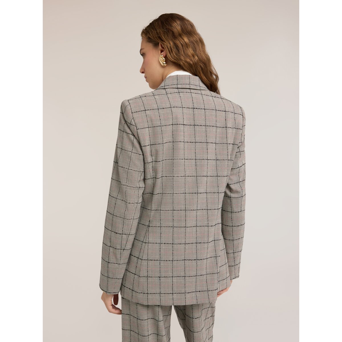 Blazer structuré à motif Prince de Galles gris, MOTIVI