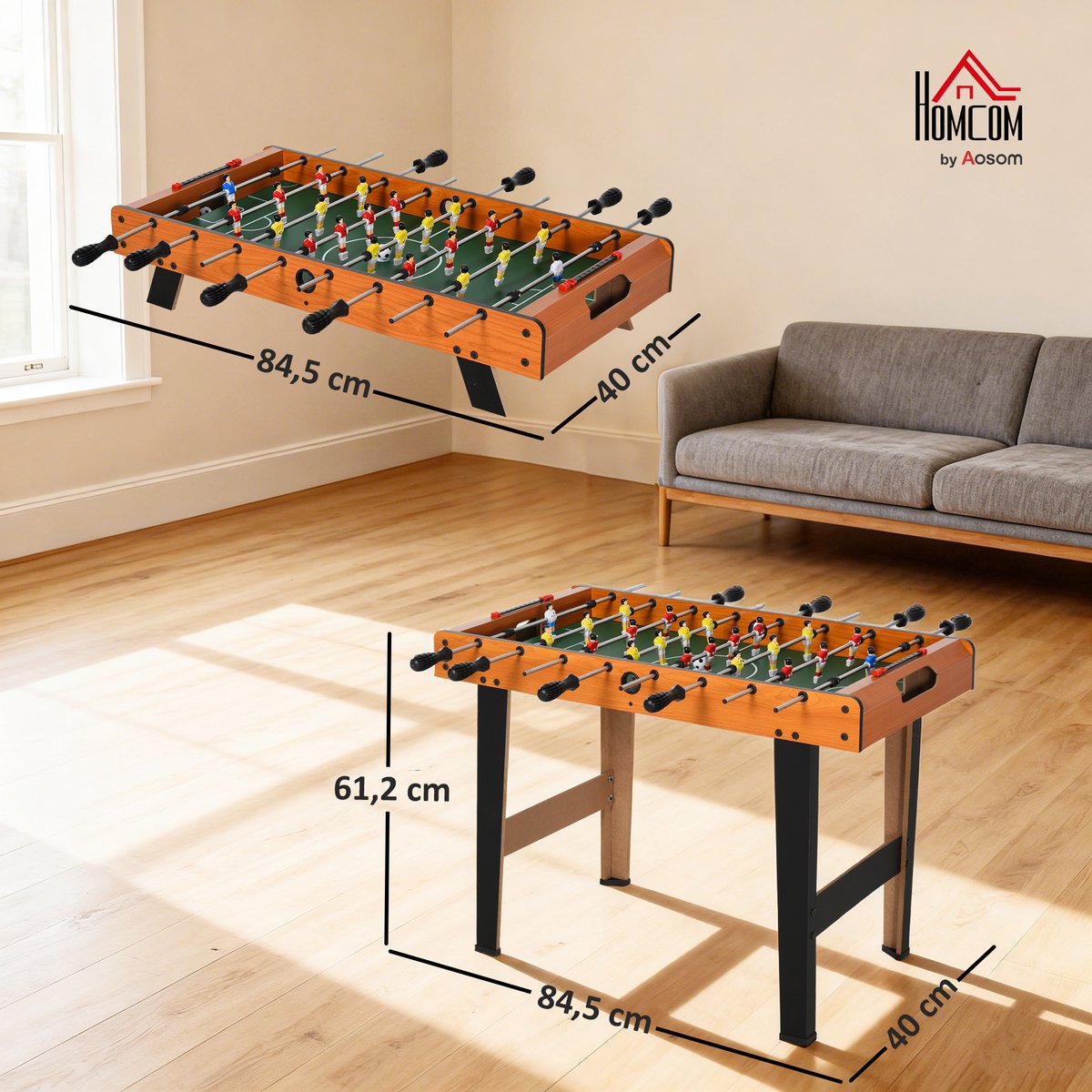 Mini Table Football MDF Bois naturel orange, HOMCOM