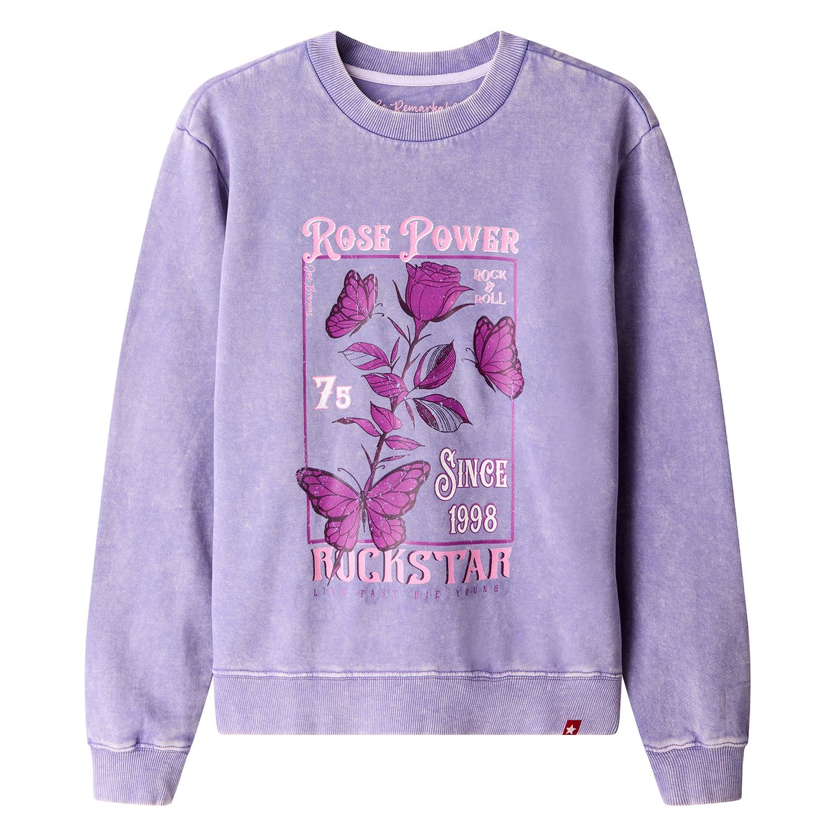 Sweat Délavé Imprimé Rockstar violet, JOE BROWNS