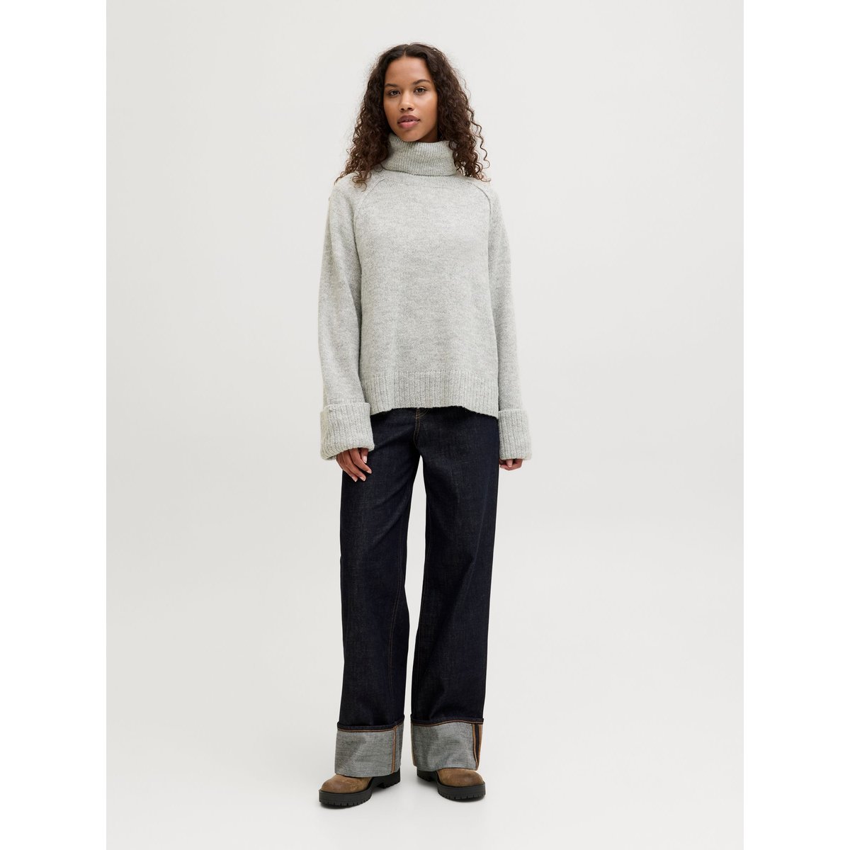 Col Roulé grise - light grey melange, JJXX