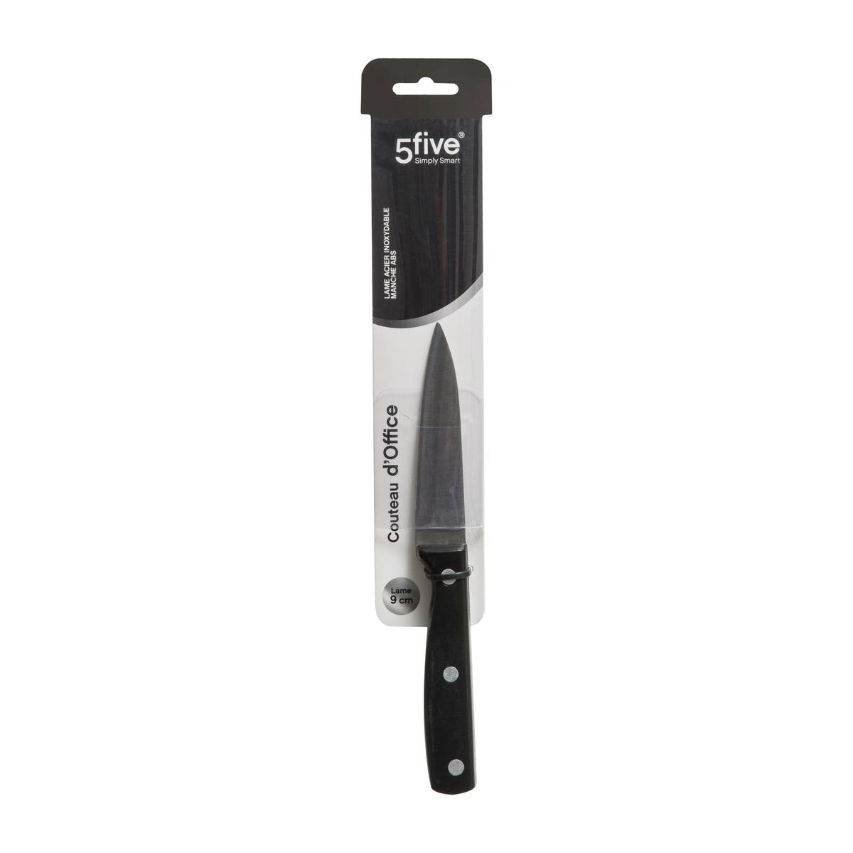 Couteau d'office lame ESSENTIEL BLACK noir, 5FIVE SIMPLY SMART