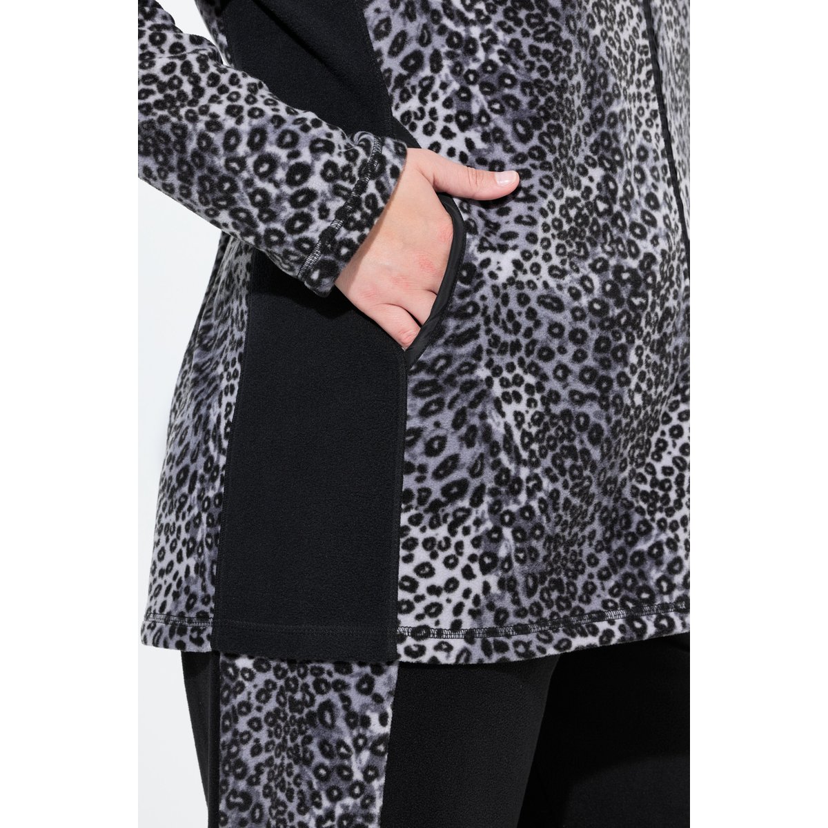 Veste polaire d'intérieur à col montant et noir, ULLA POPKEN