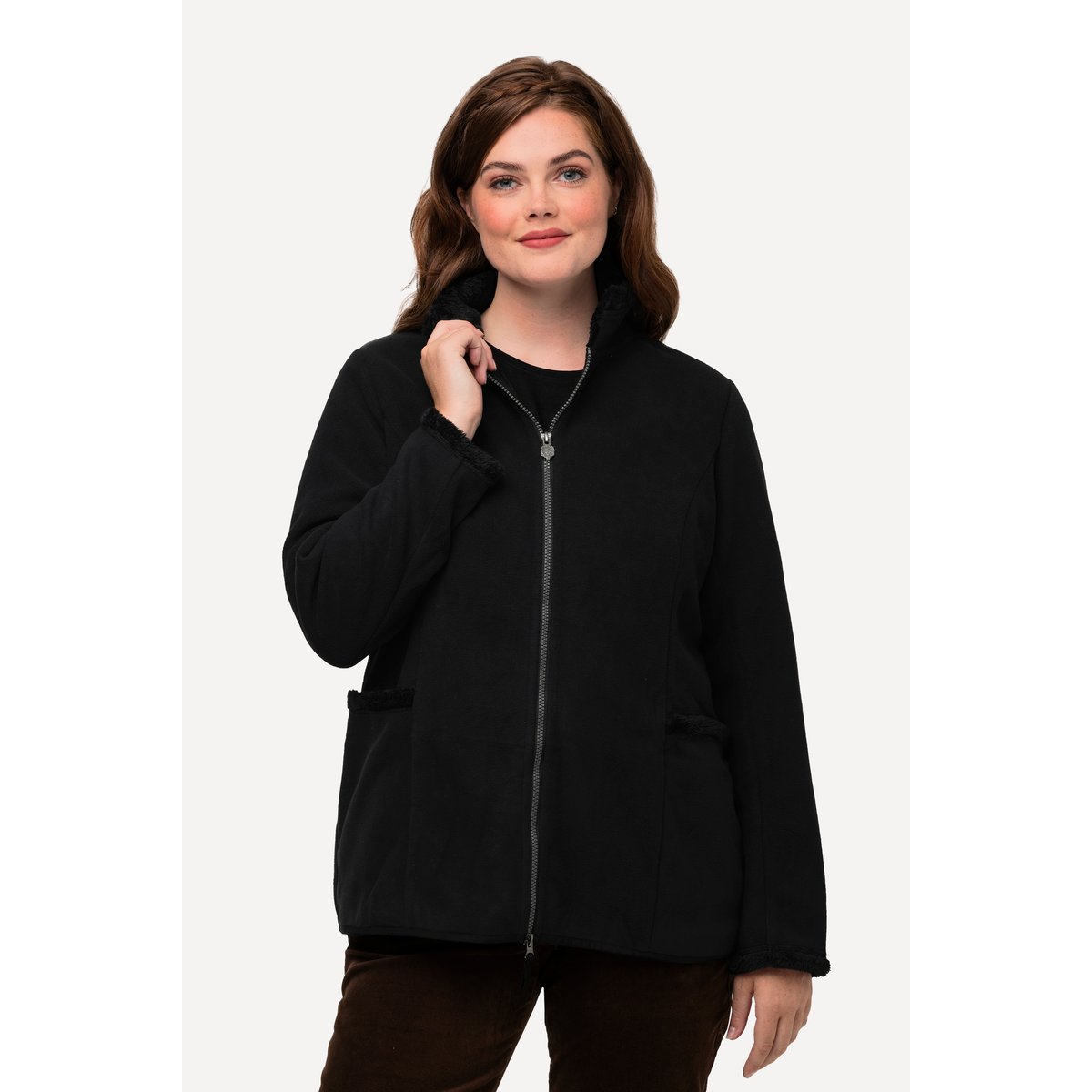 Veste en polaire esprit Janker, col montant noir, ULLA POPKEN