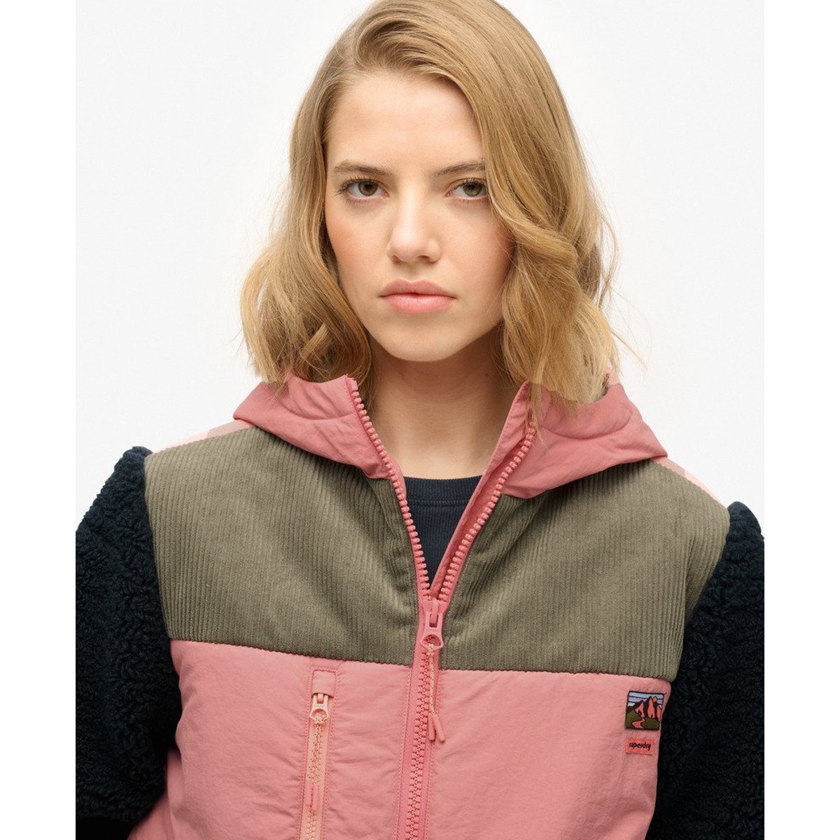 Veste Sherpa à Capuche en Polaire bleu marine éclipse, SUPERDRY