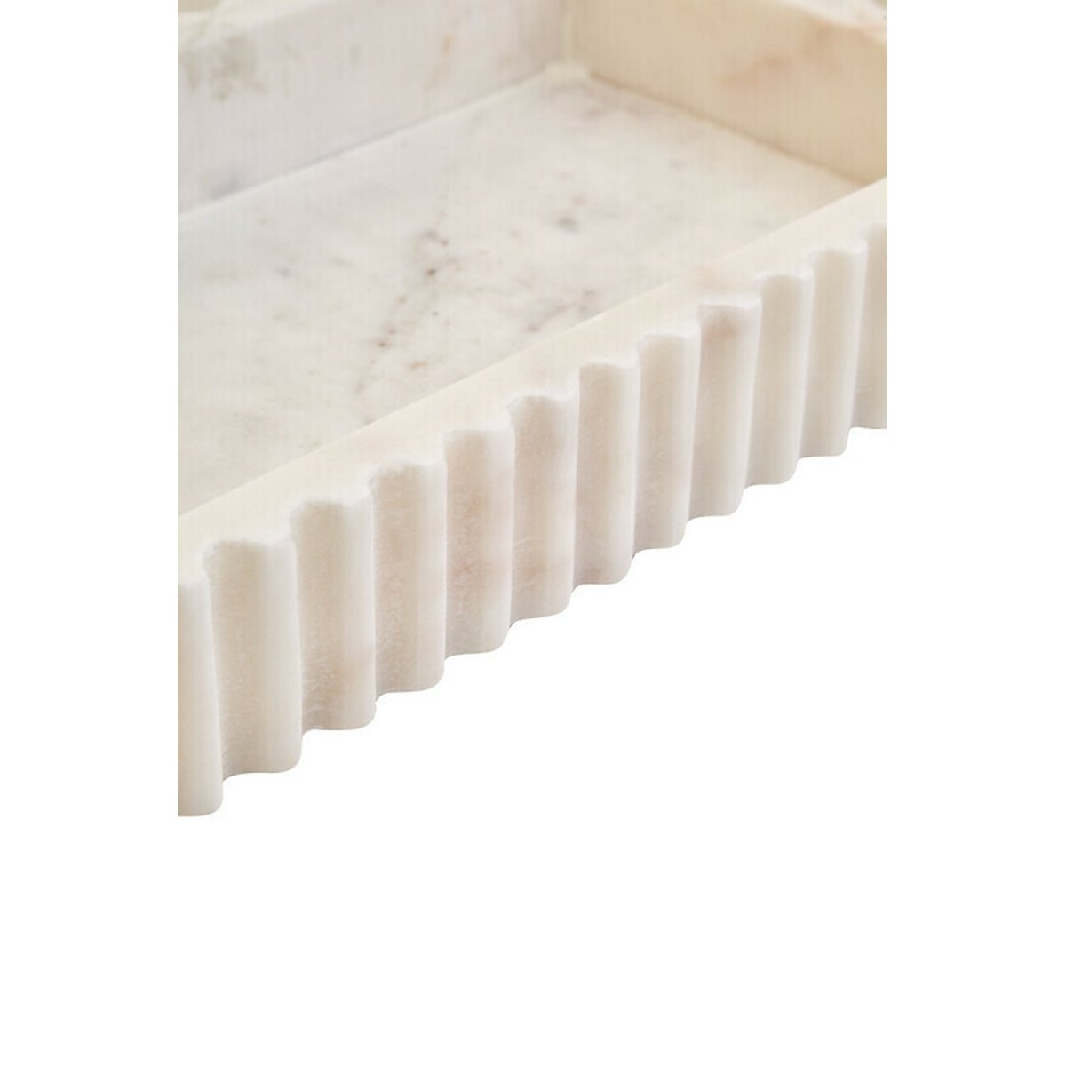 White Marble Fluted Rectangular Tray white, FIFTY FIVE SOUTH