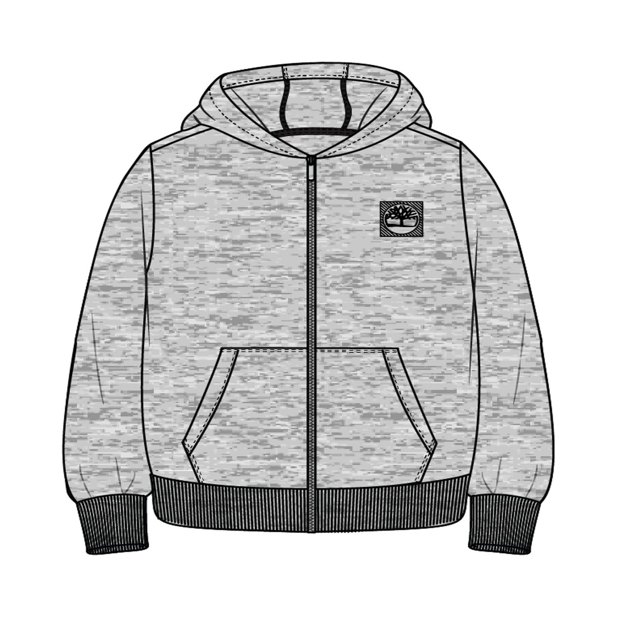 Cardigan à capuche en molleton gris chine, TIMBERLAND
