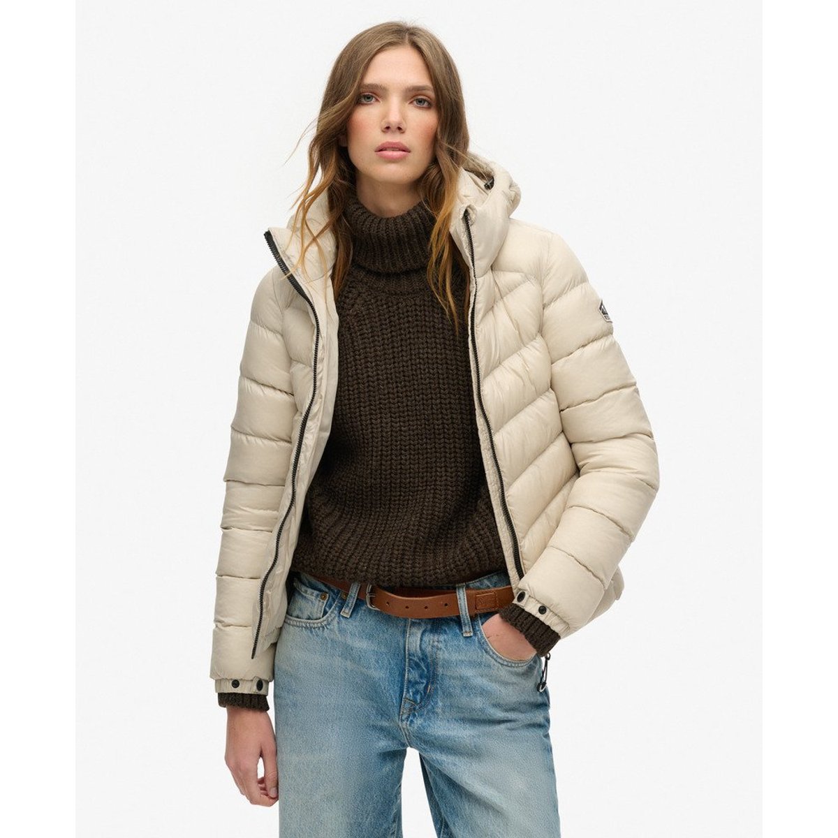 Doudoune à capuche Fuji beige pélican, SUPERDRY
